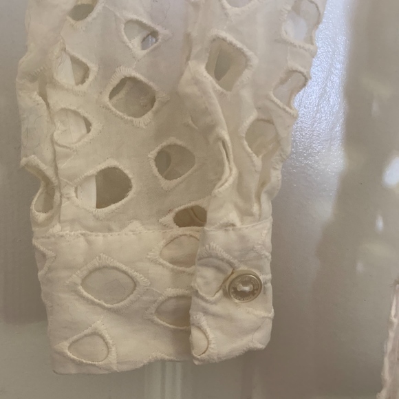 Samuel Dong White Abstract Cut Out Jacket Blouse S - Picture 7 of 8